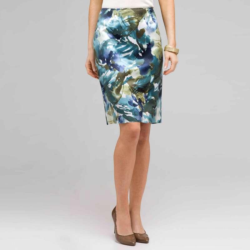 Floral Pencil Skirt, Surf Multi, large image number 0